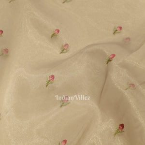 Basil Green Kora Banarasi Tissue Saree with Embroidery Work