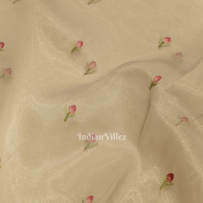 Basil Green Kora Banarasi Tissue Saree with Embroidery Work