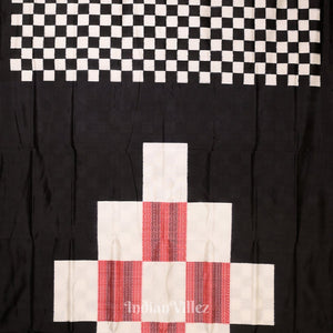 Black White Red Odisha Ikat Pasapali Sambalpuri Silk Saree