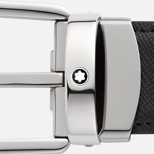 Mont Blanc, Horseshoe buckle black/blue 30 mm reversible leather belt