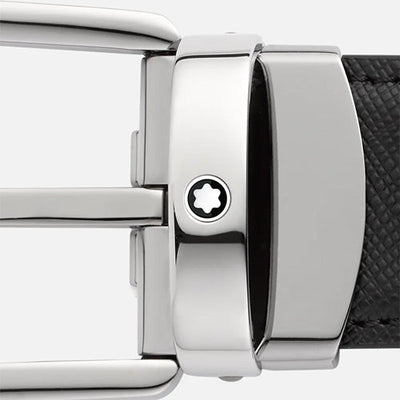 Mont Blanc, Horseshoe buckle black/blue 30 mm reversible leather belt