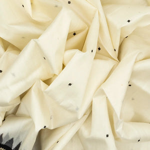 White Handloom Orissa Silk Saree With Button Buttas