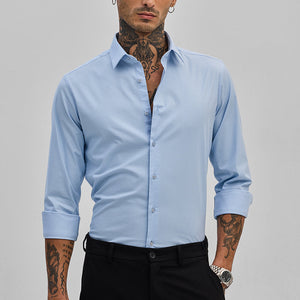 Light Blue Stretchable Slim Fit Shirt