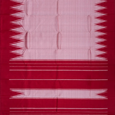 Dusty Pink Handloom Kanchipuram Korvai Silk Saree With Crimson Border