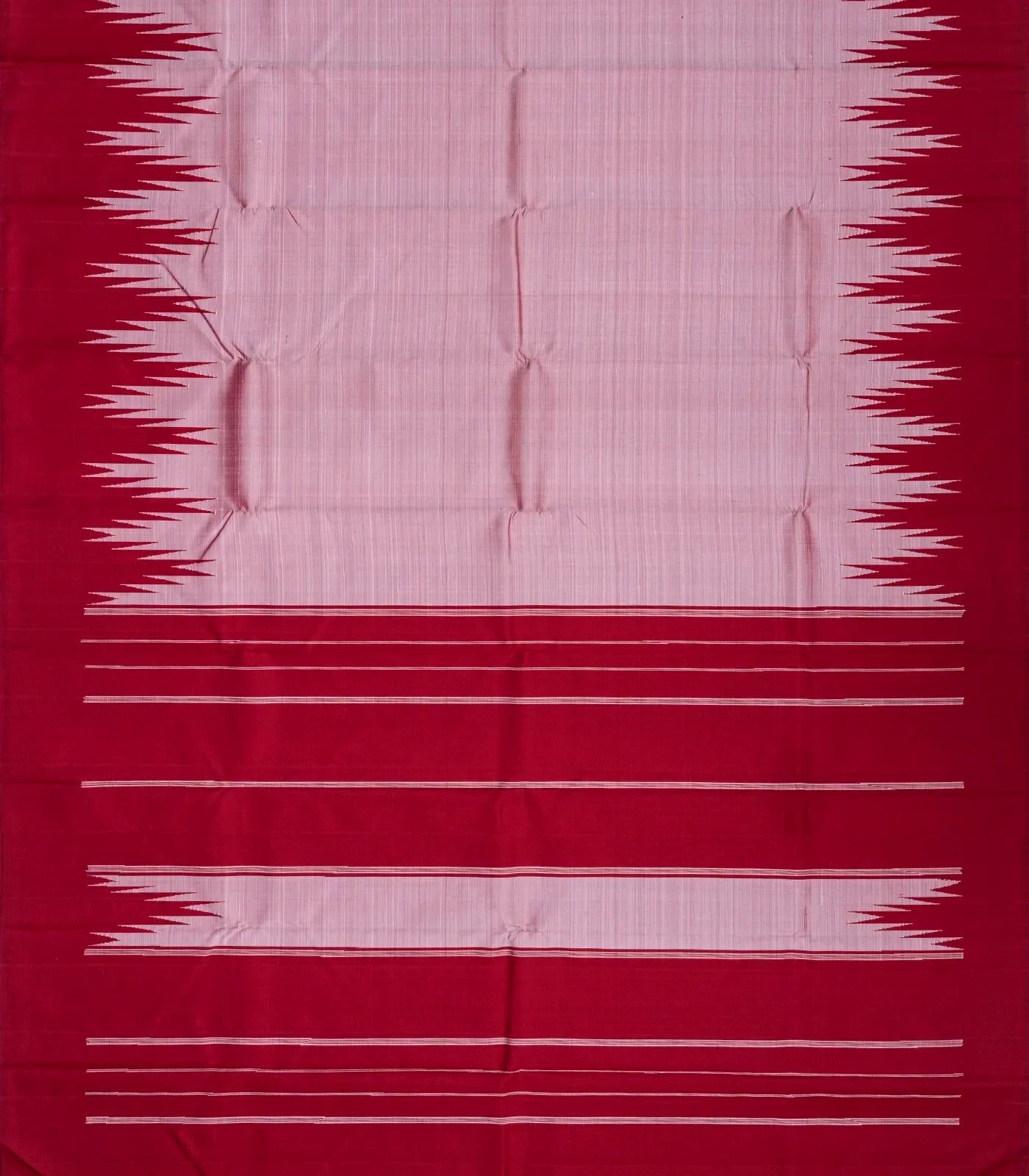 Dusty Pink Handloom Kanchipuram Korvai Silk Saree With Crimson Border