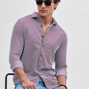 Purple Stripes Slim Fit Stretch Shirt