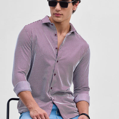 Purple Stripes Slim Fit Stretch Shirt