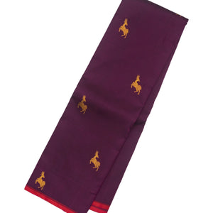 Magenta Handloom Kanchipuram Silk Saree With Deer Zari Buttas