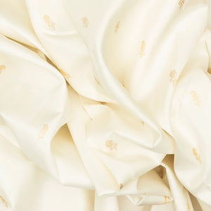 White Handloom Kanchipuram Korvai Silk Saree With Mango Buttas