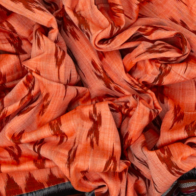 Peach Handloom Orissa Cotton Saree With Tie & Dye Floral Motifs