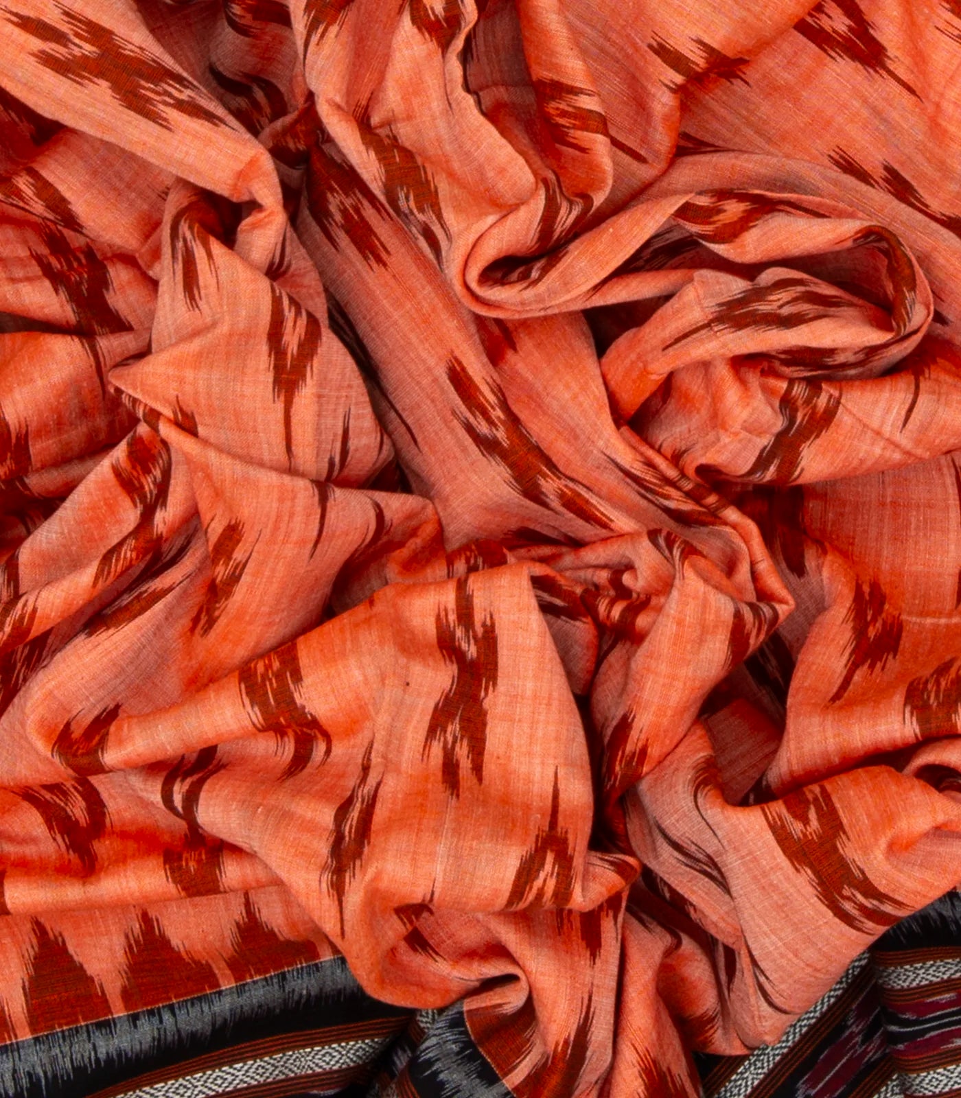 Peach Handloom Orissa Cotton Saree With Tie & Dye Floral Motifs