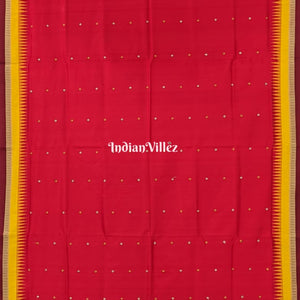 Red Ganjam Bomkai Sambalpuri Ikat Silk Saree