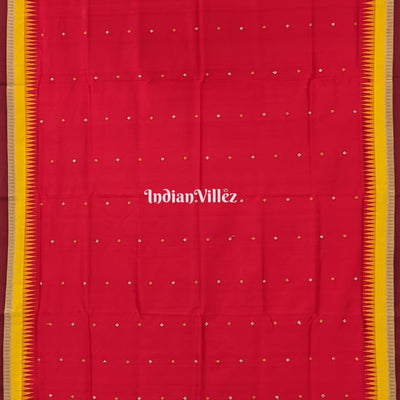Red Ganjam Bomkai Sambalpuri Ikat Silk Saree