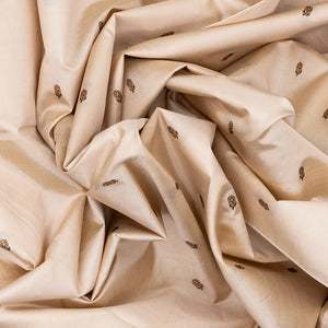 Taupe Banarasi Silk Saree With Floral Motifs