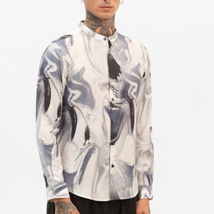 Off White Abstract Slim Fit Shirt