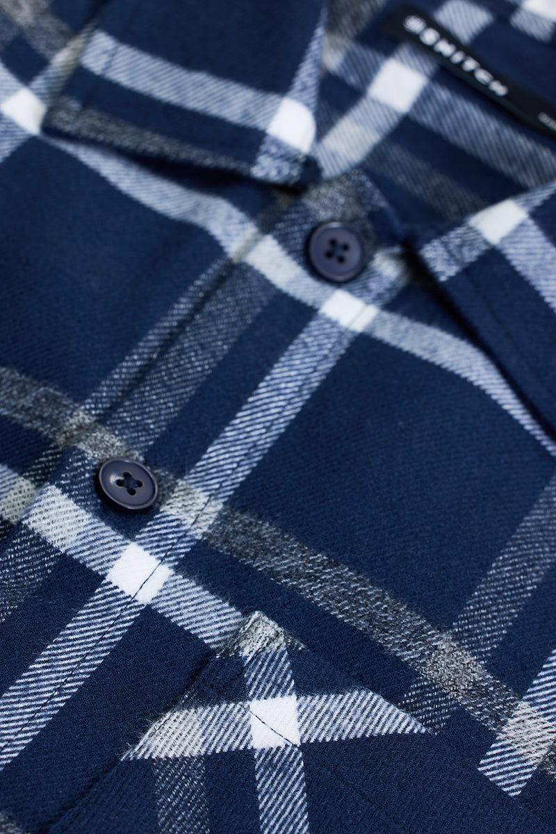 Navy Checks Relaxed Fit Overshirt