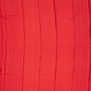 Red Handloom Kanchipuram Silk Saree With Diagonal Stripes