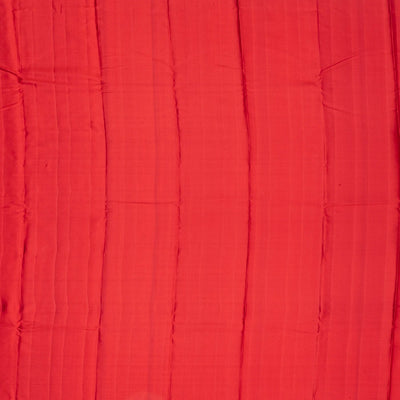 Red Handloom Kanchipuram Silk Saree With Diagonal Stripes