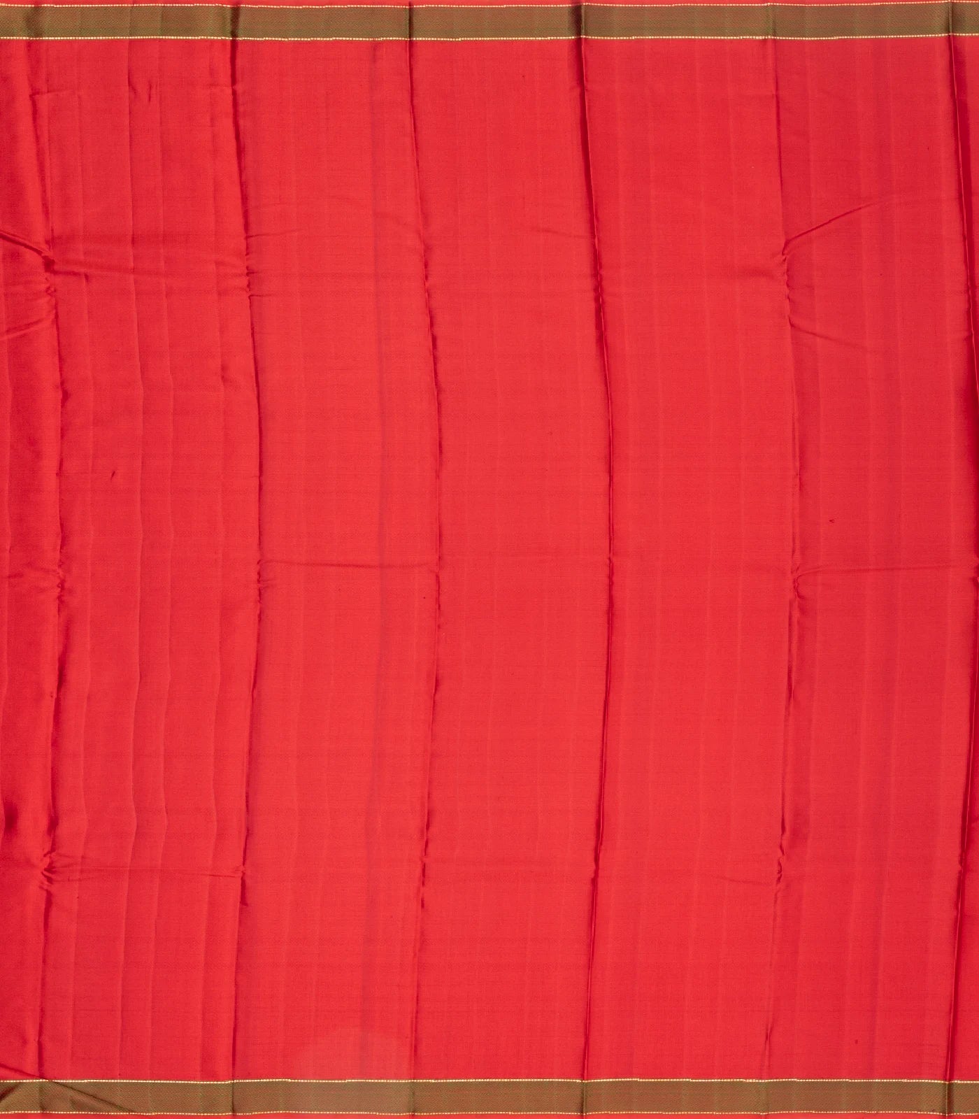 Red Handloom Kanchipuram Silk Saree With Diagonal Stripes
