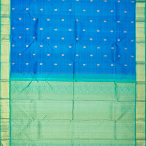 Light Blue Handloom Kanchipuram Silk Saree With Kolam Buttas