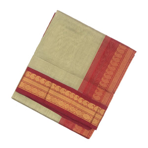 Taupe Handloom Silk Cotton Saree With Contrast Border