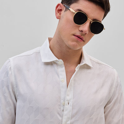 White Self-Design Shirt