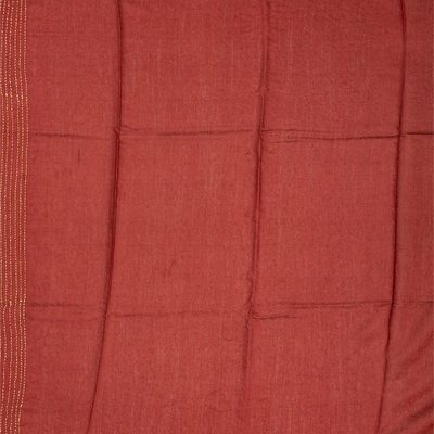 Red Handloom Tussar Silk Saree Printed & Embroidered Motifs