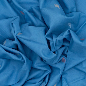 Light Blue Handloom Bengal Cotton Saree With Horse Motifs