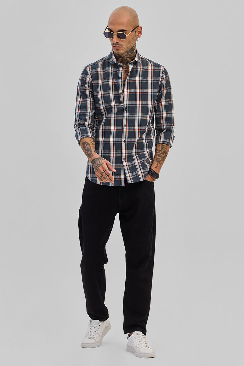 Dark Green Checks Slim Fit Shirt