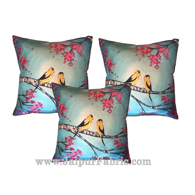Jute Cushion Cover Digital Love Birds