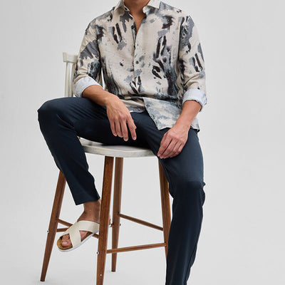 Cream Textured Abstract Shirt