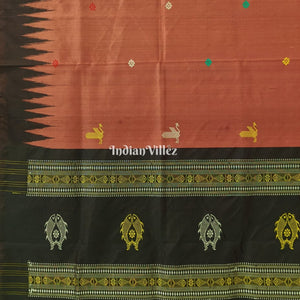 Rust Bomkai Sambalpuri Silk Saree inspired by Ganjam Bomkai Theme