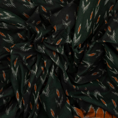 Sea Green Handloom Orissa Cotton Saree With Tie & Dye Floral Motifs