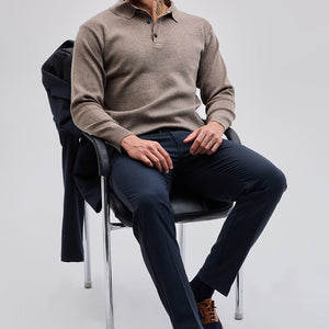 Light Brown Knitted Polo Sweater