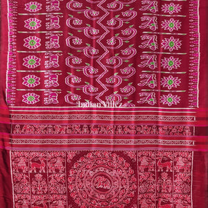 Maroon Odisha Ikat Designer Contemporary Silk Saree