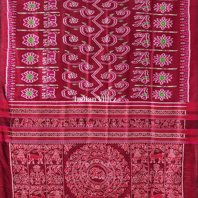Maroon Odisha Ikat Designer Contemporary Silk Saree