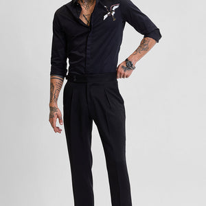 Black Slim Fit Stretch Trousers