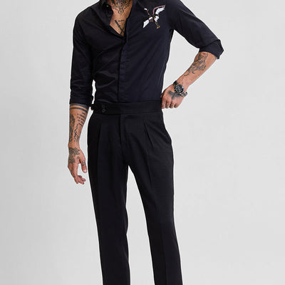 Black Slim Fit Stretch Trousers