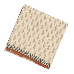 White Woven Jaipur Cotton Saree Printed With Red Floral Motifs