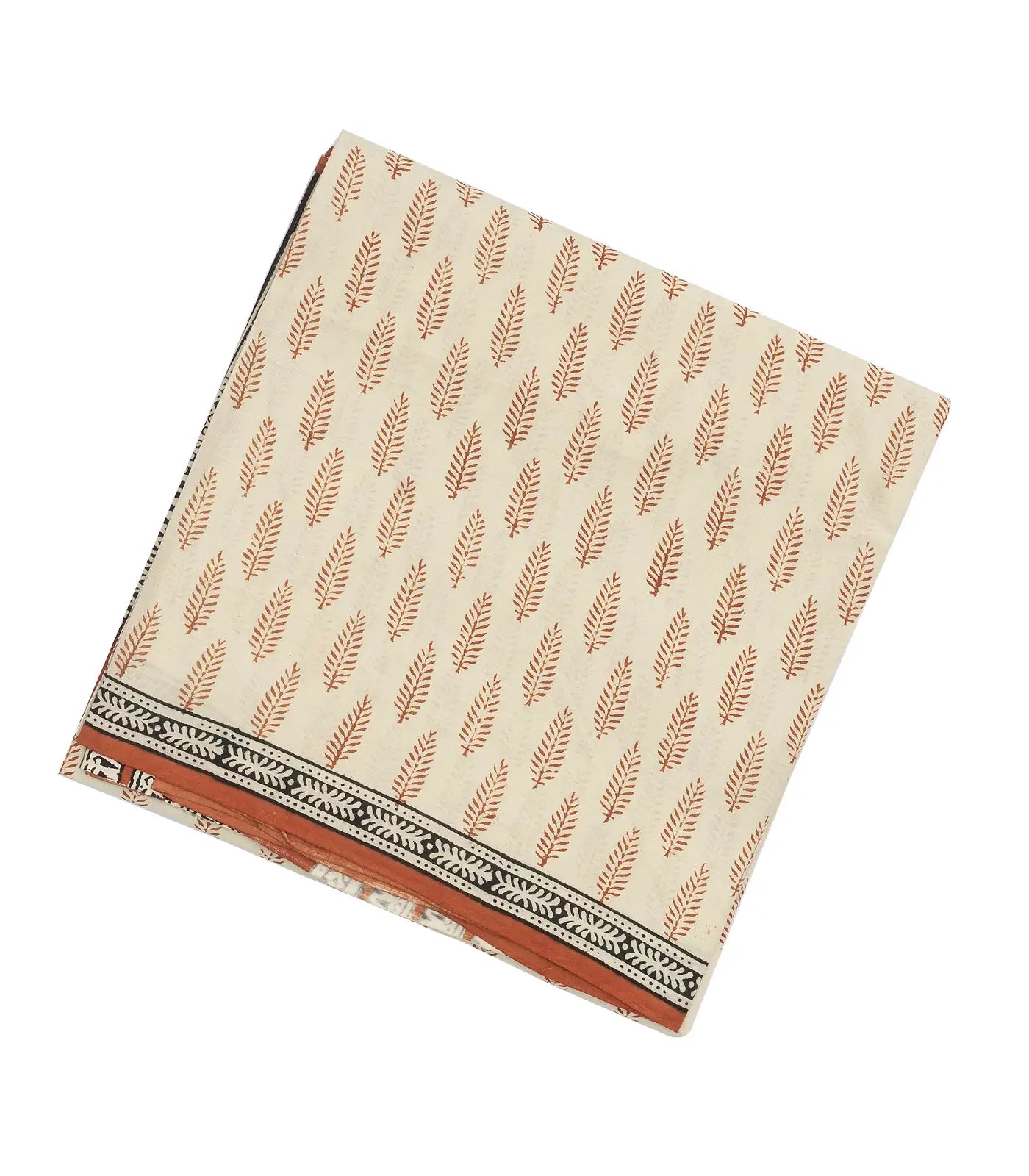 White Woven Jaipur Cotton Saree Printed With Red Floral Motifs