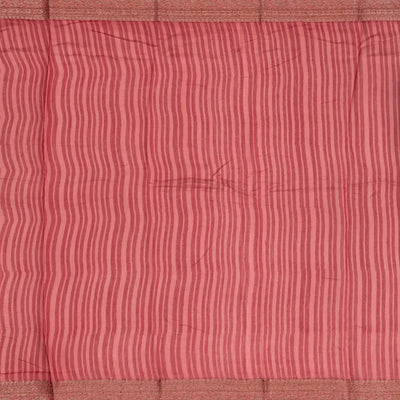 Dusty Pink Handloom Chanderi Cotton Saree Printed With Floral Motifs