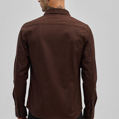 Dark Brown Stretchable Slim Fit Shirt