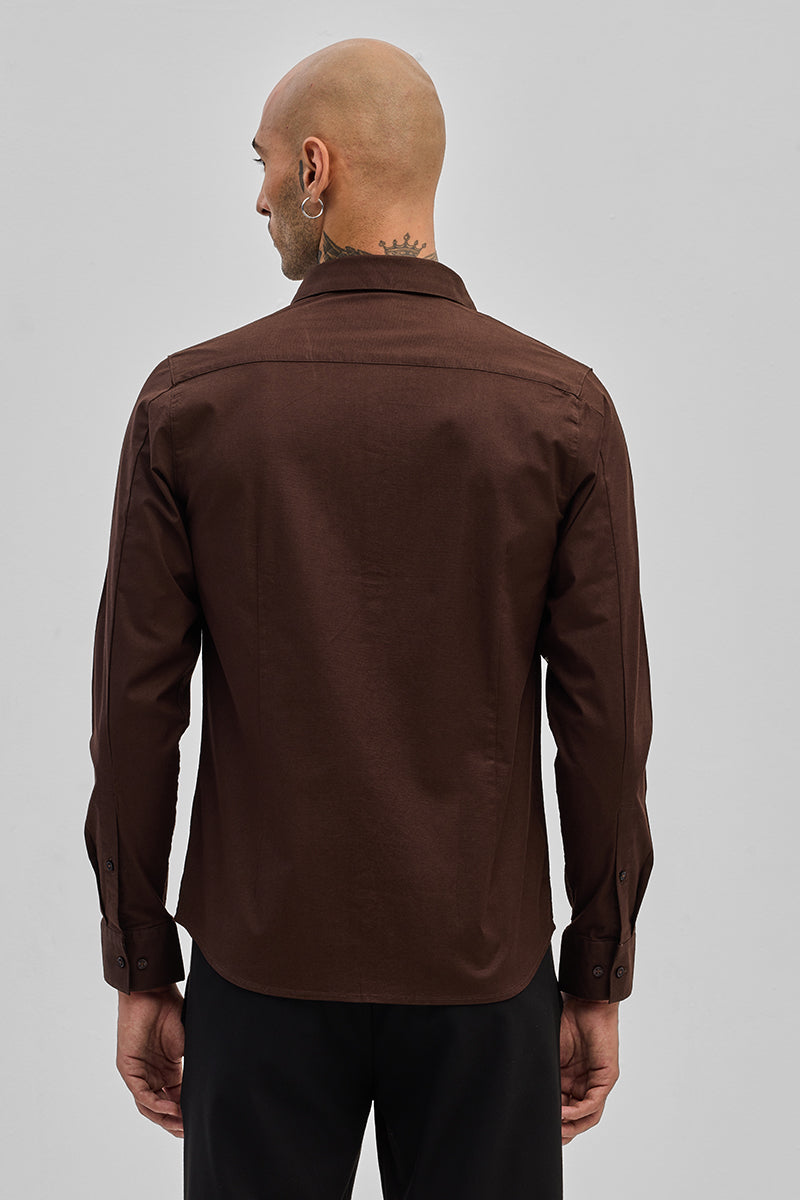 Dark Brown Stretchable Slim Fit Shirt