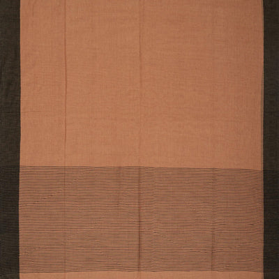 Beige Handloom Bengal Cotton Saree With Black Border