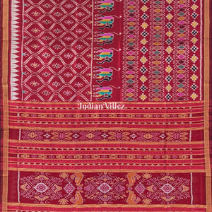 Maroon Odisha Handloom Khandua Silk Saree