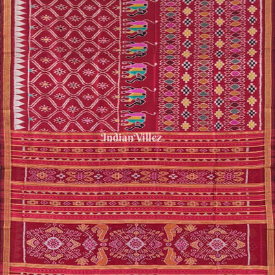 Maroon Odisha Handloom Khandua Silk Saree
