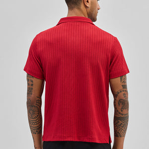 Red Textured Cuban T-Shirt