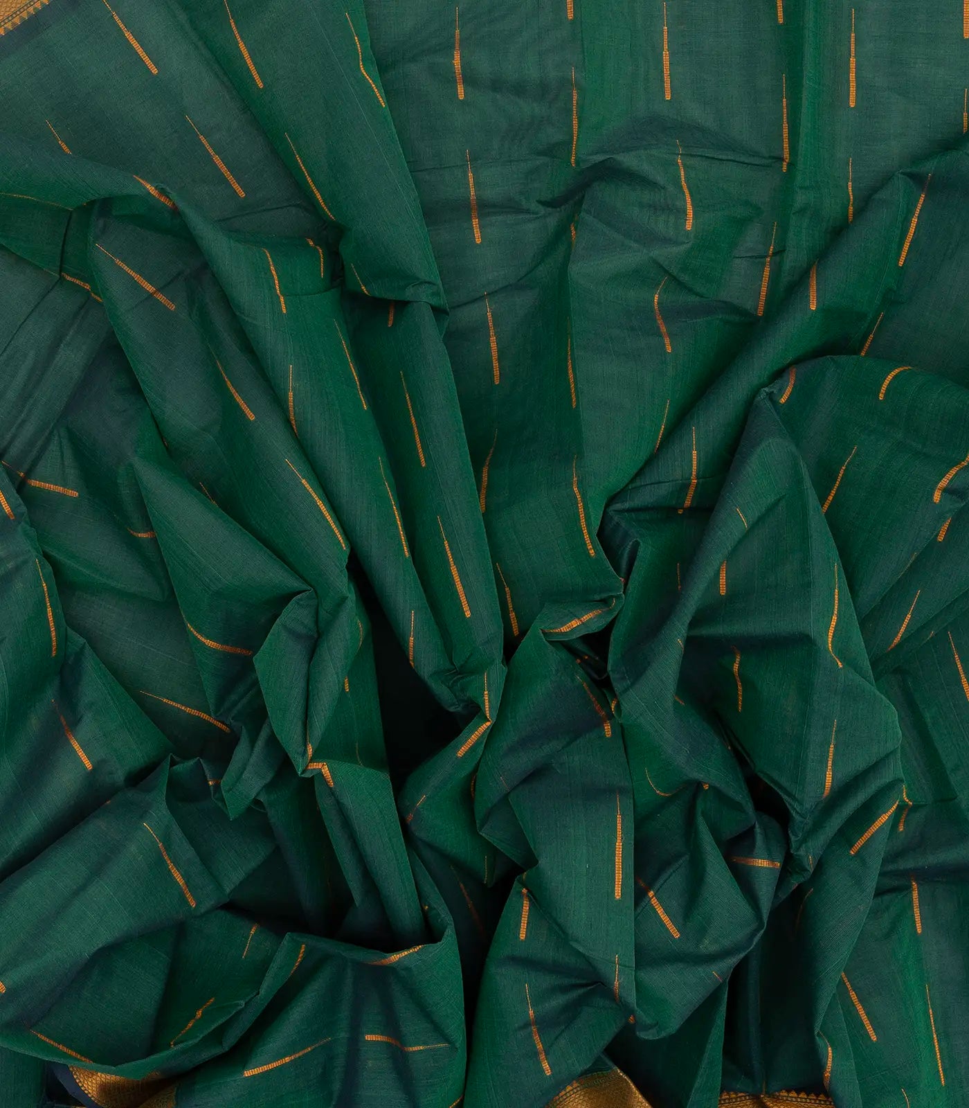 Sea Green Handloom Kanchi Cotton Saree With Raindrop Buttas