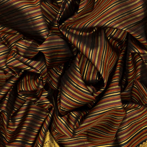 Black Handloom Kanchipuram Silk Saree With Beldari Stripes