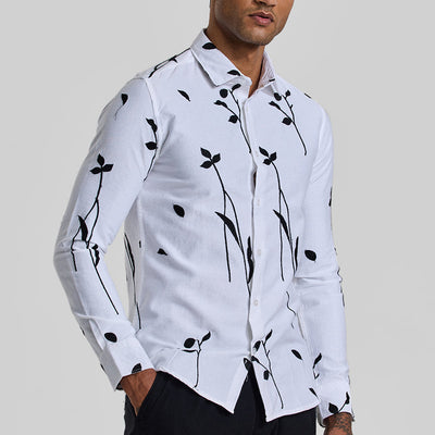 White Floral Embroidered Shirt